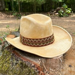 70s Faux Suede Cowboy Hat Western Summer